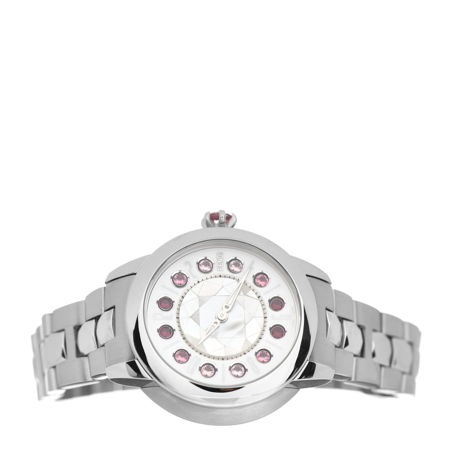 Stainless Steel Mother of Pearl Topaz Spinel 33mm Ishine Rotating Gem Quartz Watch