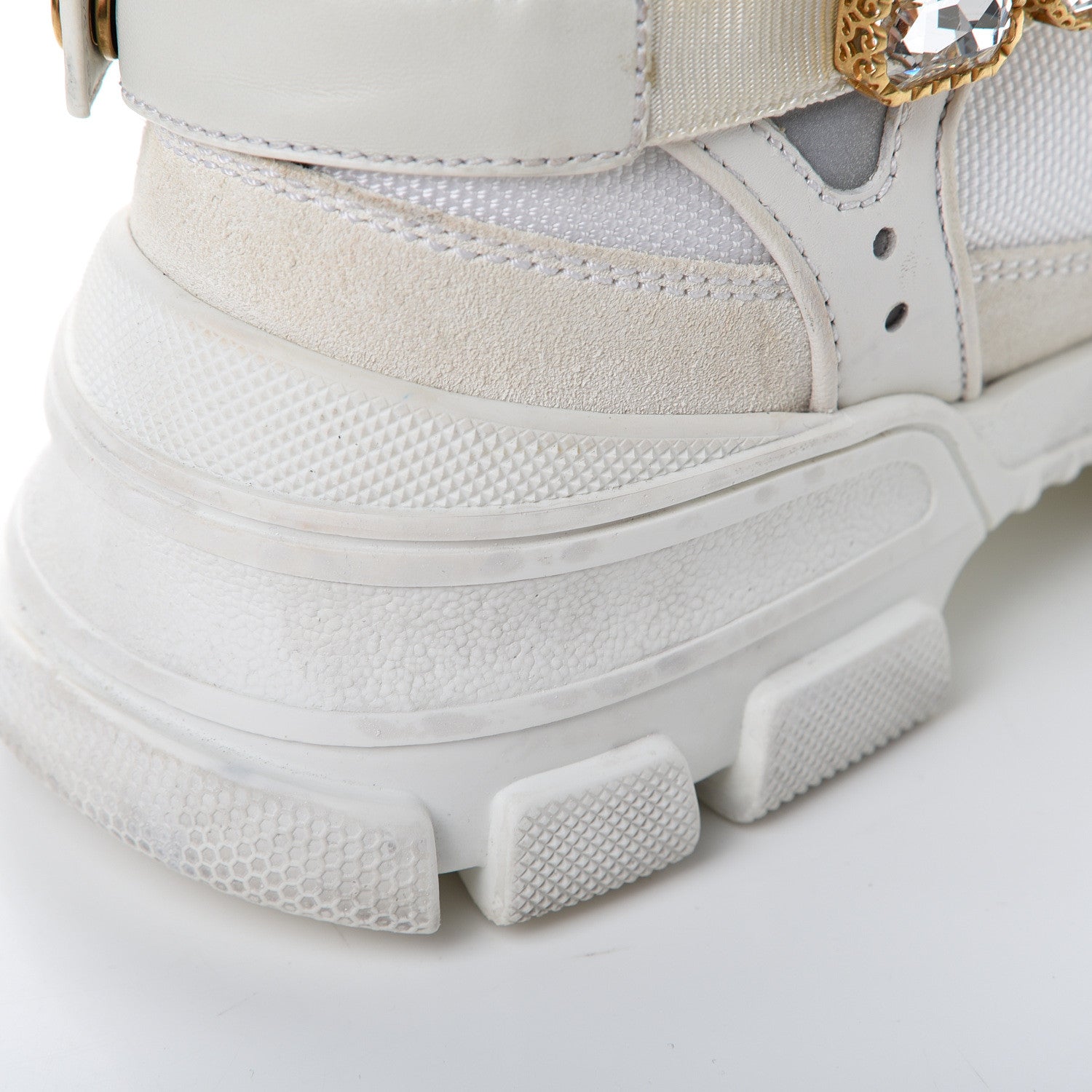 Gucci X SEGA Mesh Calfskin Suede Removable Crystals Womens Flashtrek Sneakers 38.5 Great White 9 of 11