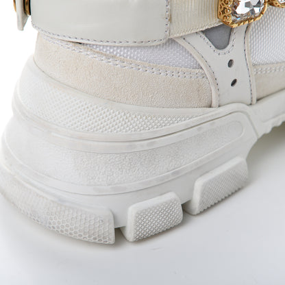 Gucci X SEGA Mesh Calfskin Suede Removable Crystals Womens Flashtrek Sneakers 38.5 Great White 9 of 11