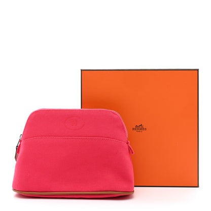 Hermes Cotton Canvas Mini Bolide Travel Cosmetic Pouch Hibiscus 8 of 8