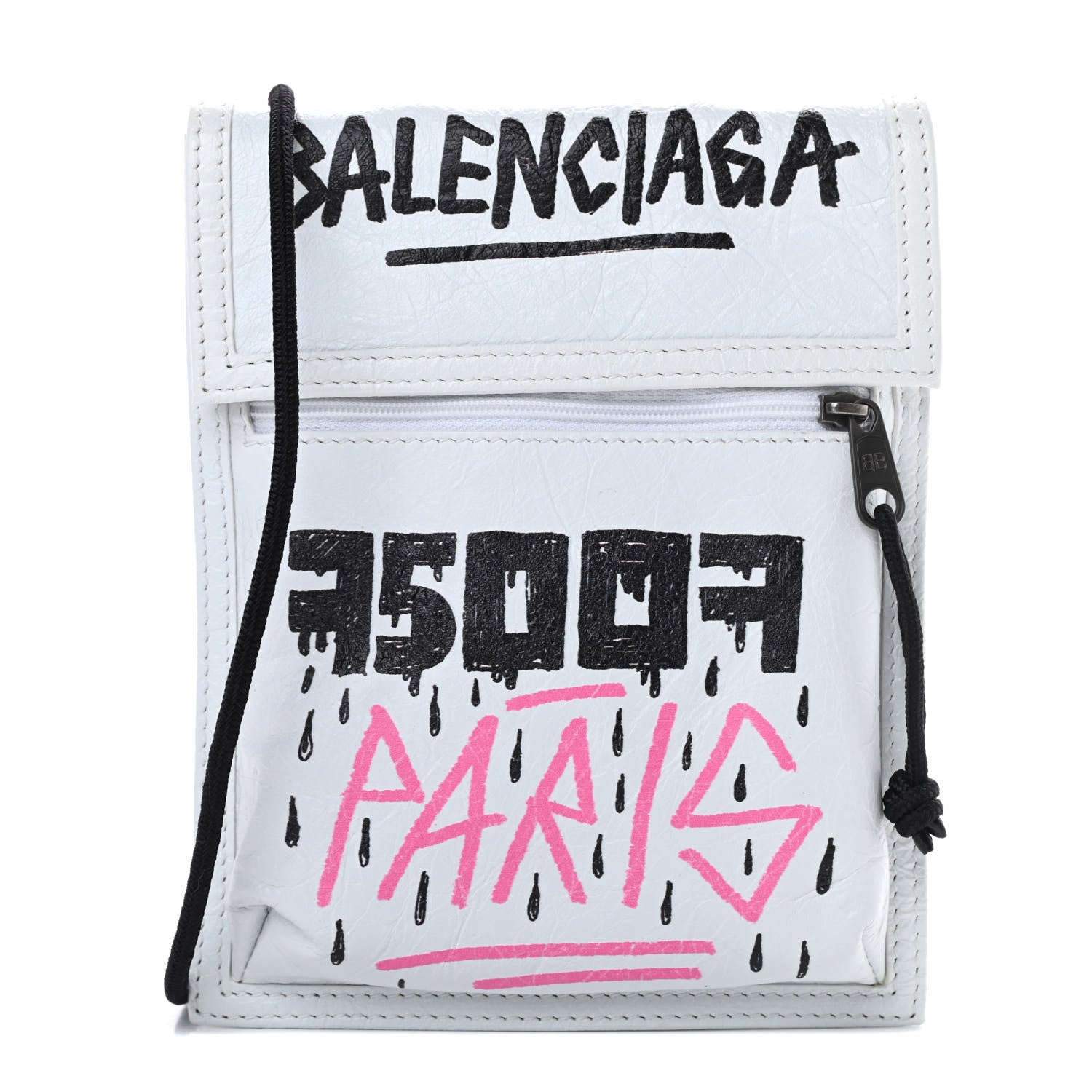 Balenciaga Agneau Arena Graffiti All Over Small Explorer Pouch with Strap White Multicolor 1 of 12
