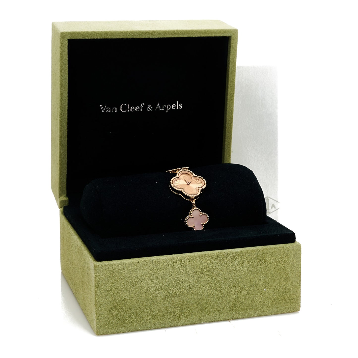 18K Rose Gold Mother of Pearl Guilloche 23mm Sweet Alhambra Quartz Watch