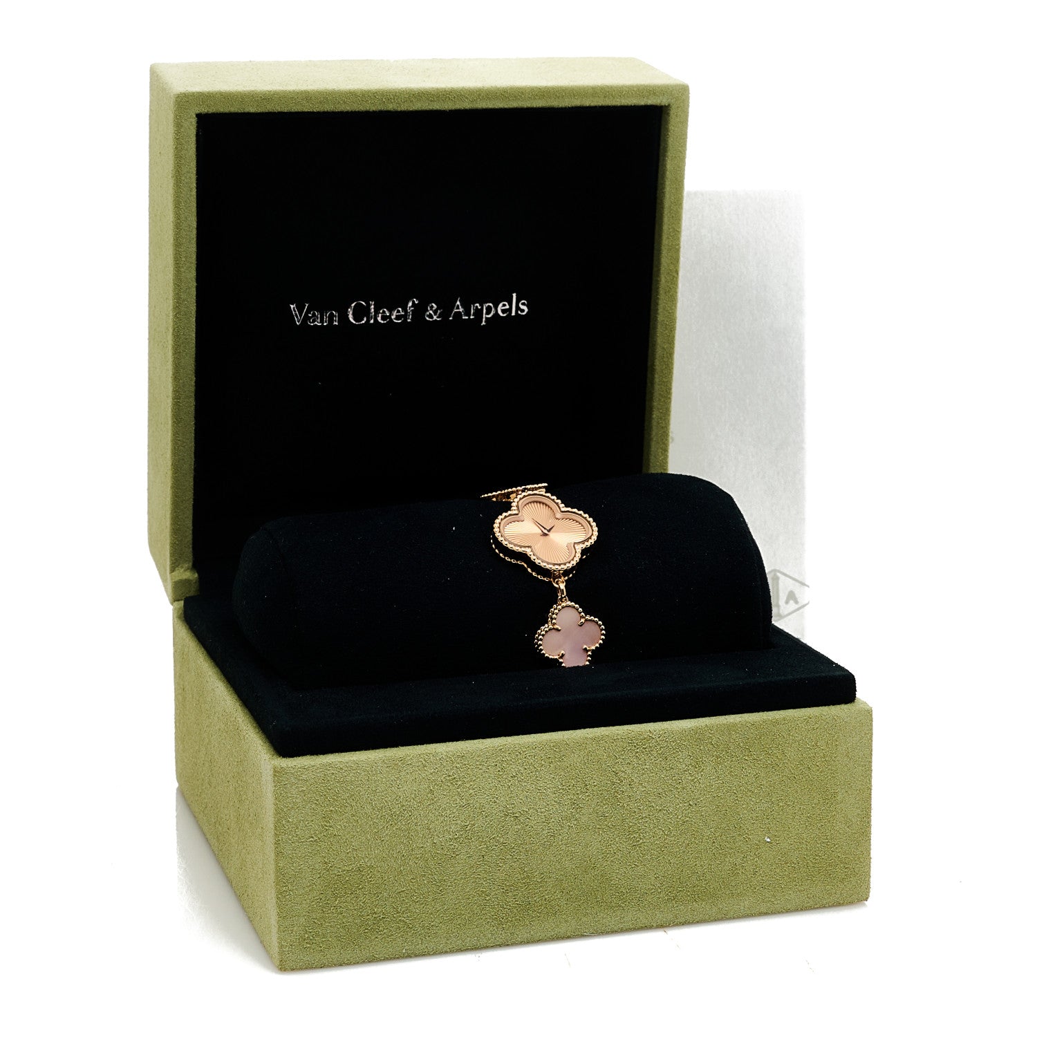 Van Cleef & Arpels 18K Rose Gold Mother of Pearl Guilloche 23mm Sweet Alhambra Quartz Watch 5 of 5