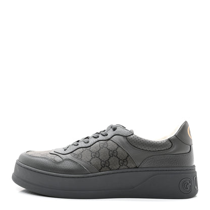 Gucci Textured Dollar Calfskin GG Supreme Monogram Mens Chunky Sneakers 12 Graphite Grey Black Grey 1 of 9