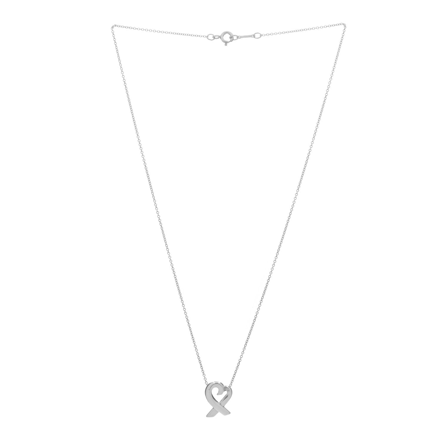 Tiffany Sterling Silver Small Paloma Picasso Loving Heart Pendant Necklace 2 of 4
