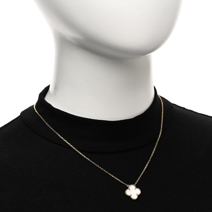 Van Cleef & Arpels 18K Yellow Gold Mother of Pearl Vintage Alhambra Pendant Necklace 2 of 4