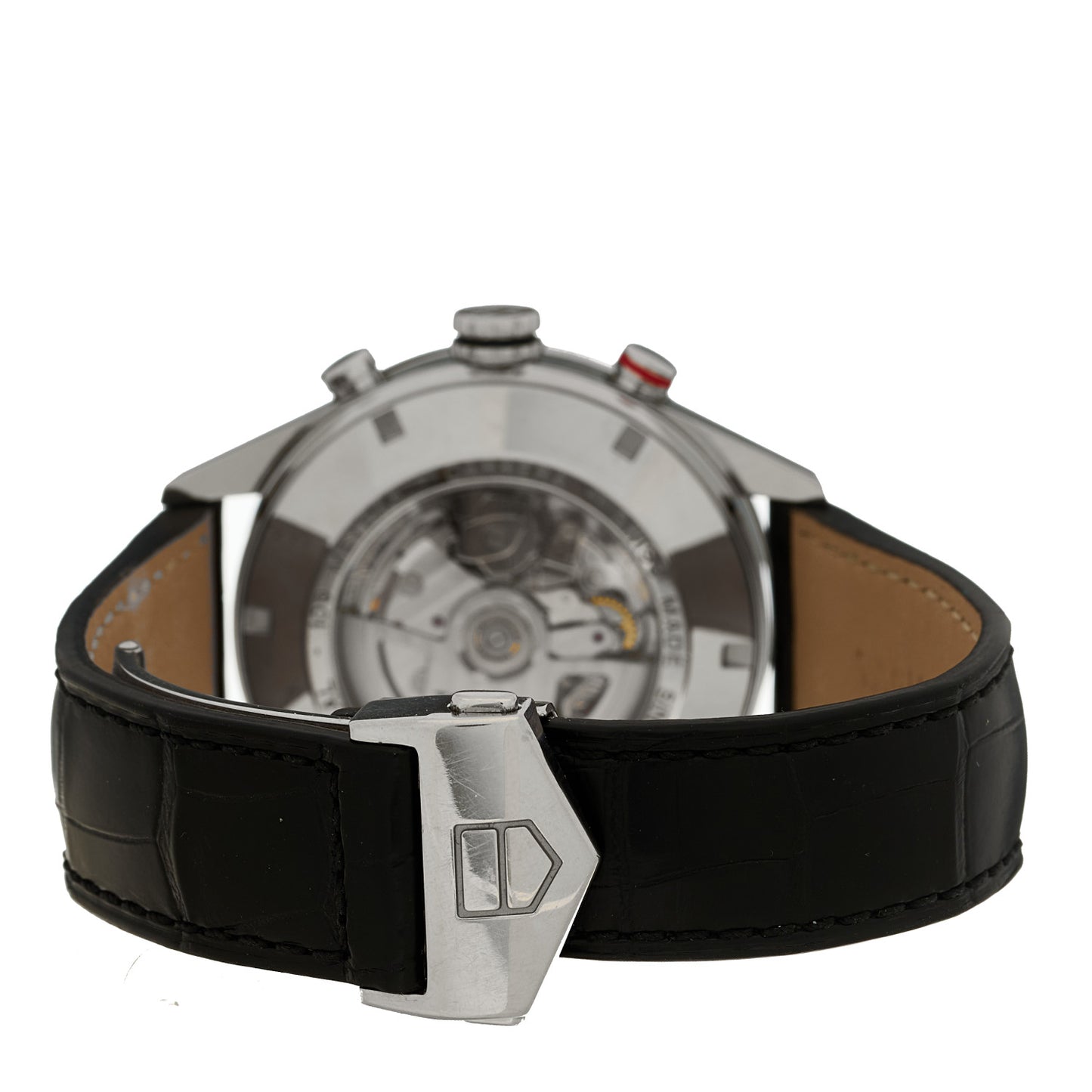Stainless Steel Alligator 43mm Carrera Calibre 16 Chronograph Automatic Watch Black CV2A10