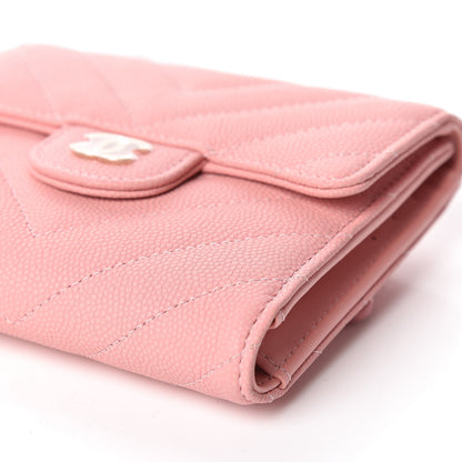 Chanel Caviar Chevron Quilted Compact Flap Wallet Pink 6 of 11