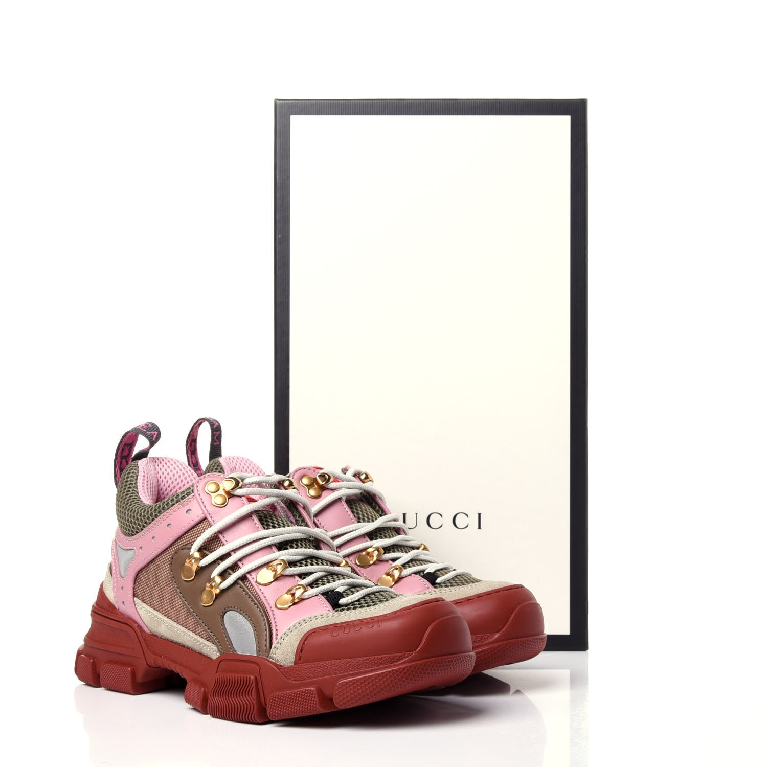 Gucci X SEGA Mesh Canvas Calfskin Womens Flashtrek Sneakers 36 Military Oatmeal Carmine Rose Ardesia 10 of 10