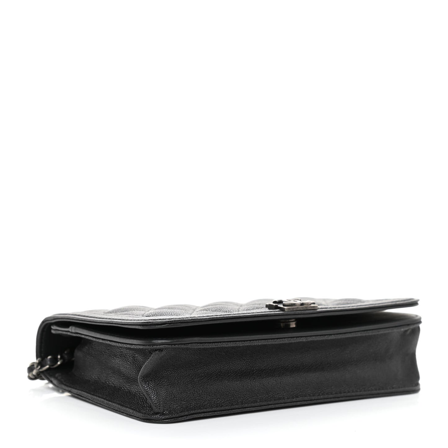 Caviar Quilted Boy Wallet On Chain WOC Charcoal