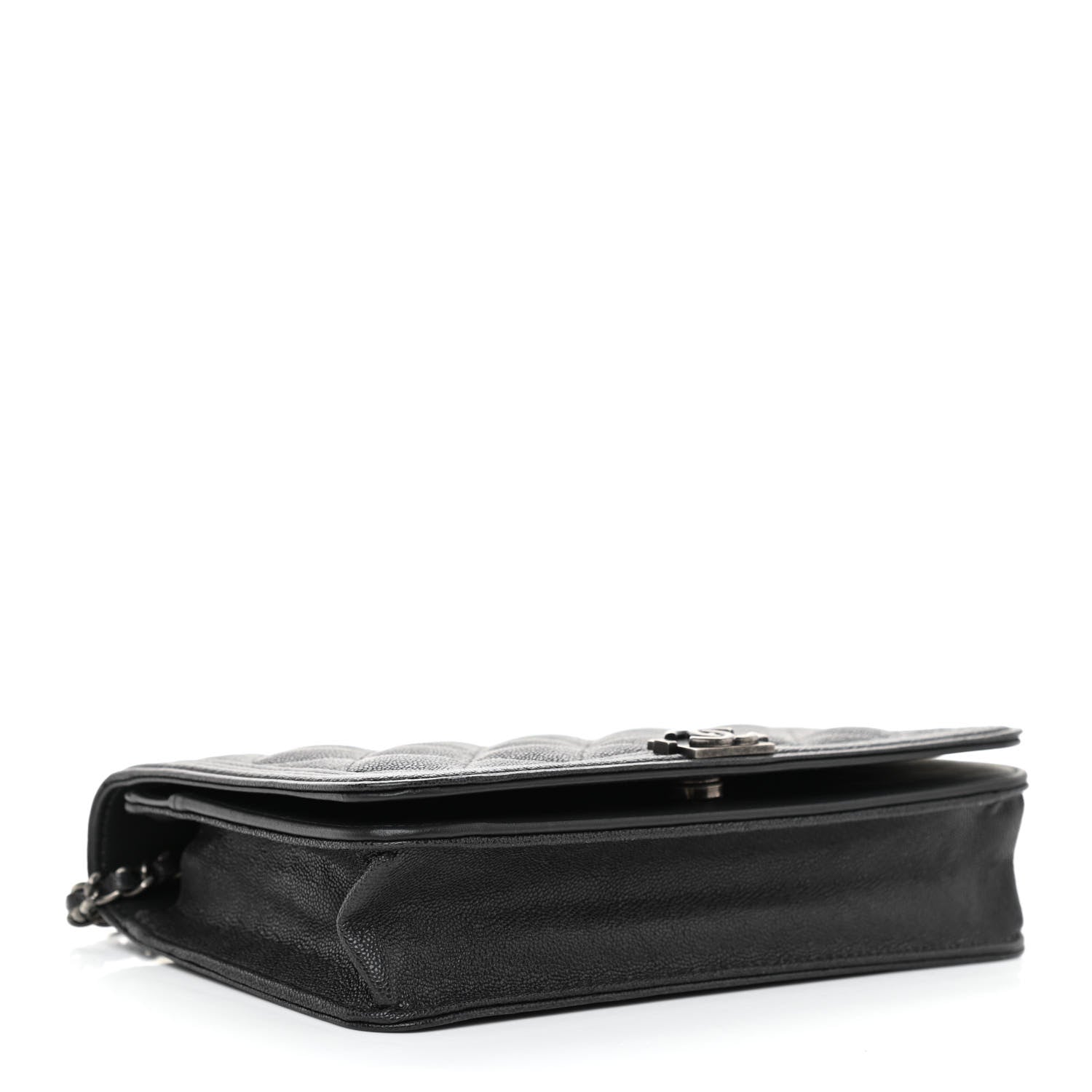 Chanel Caviar Quilted Boy Wallet On Chain WOC Charcoal 3 of 10