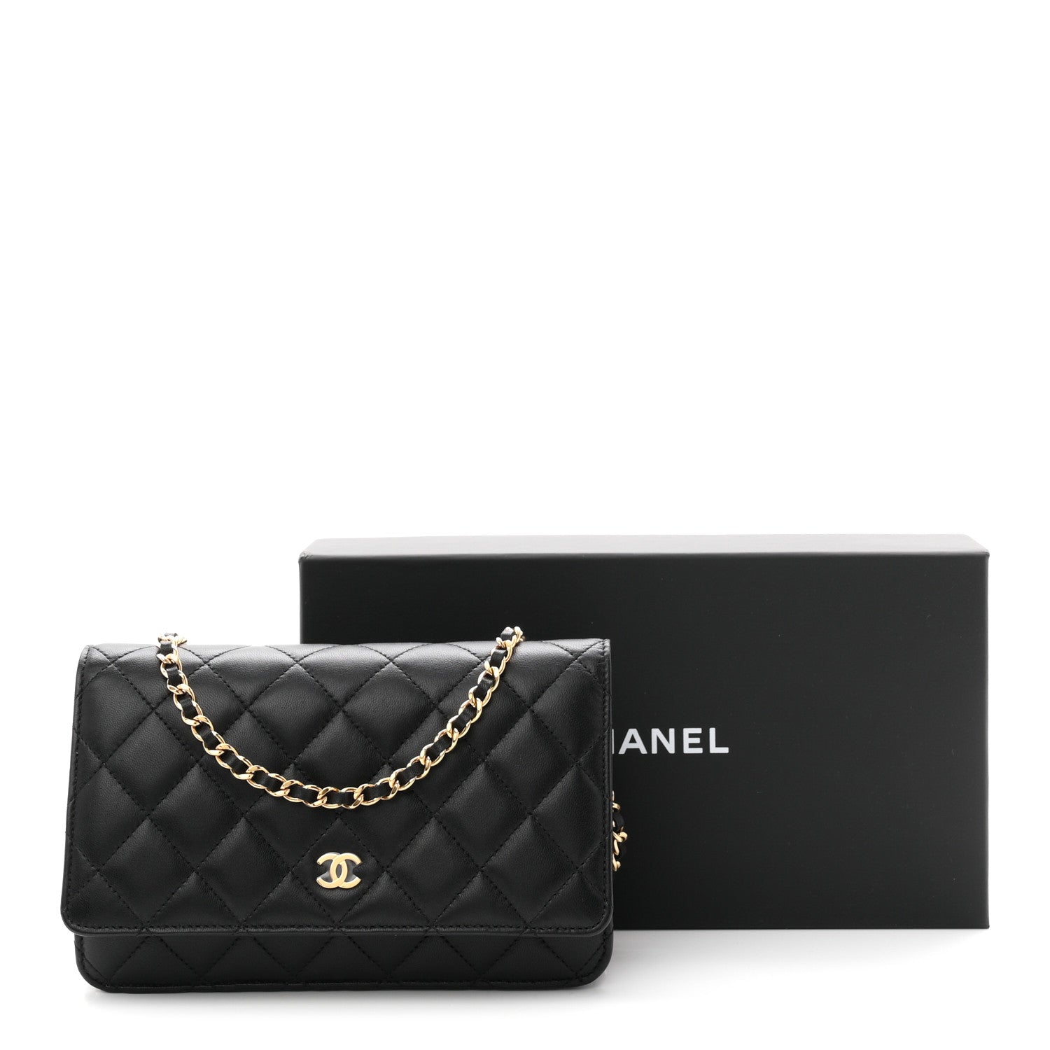 Chanel Lambskin Quilted Wallet On Chain WOC Black 12 of 12