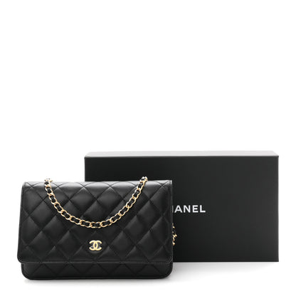Chanel Lambskin Quilted Wallet On Chain WOC Black 12 of 12
