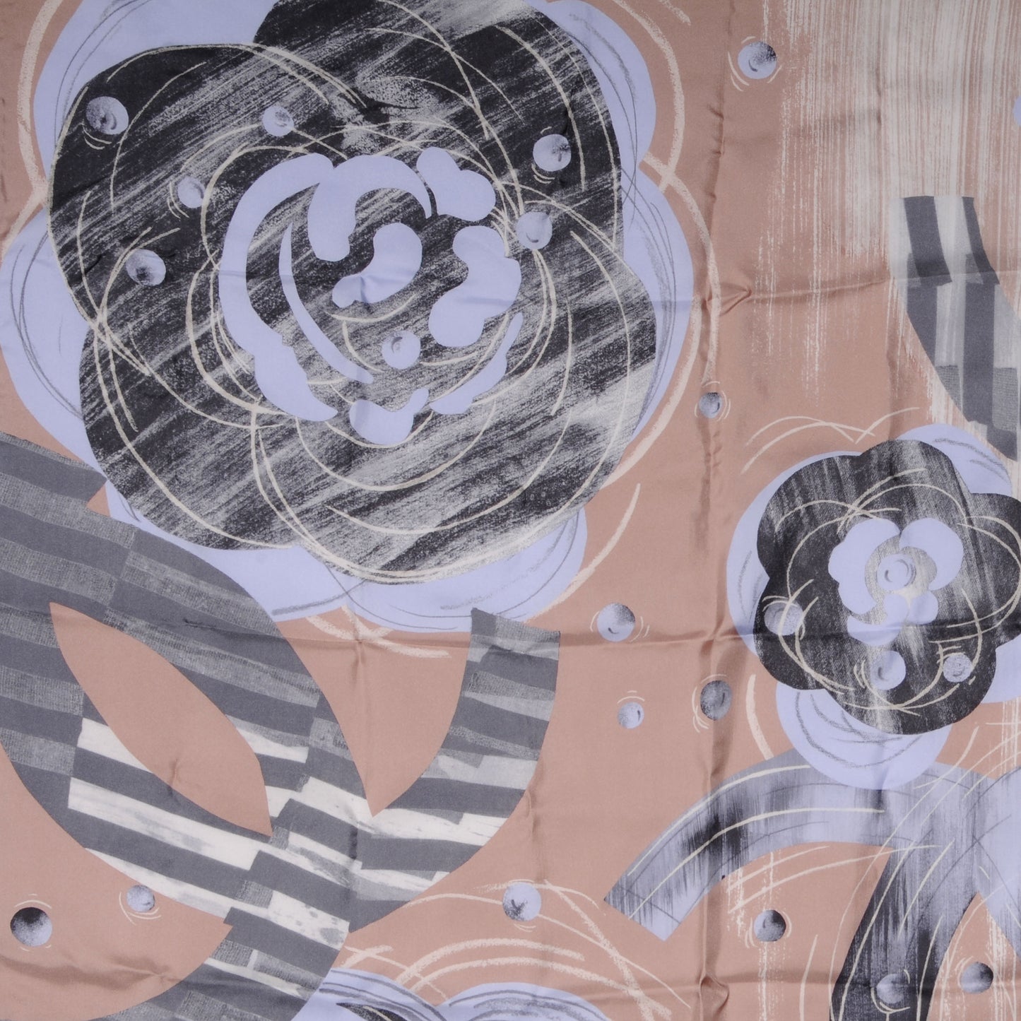 Silk Camellia CC Bubble Scarf Beige
