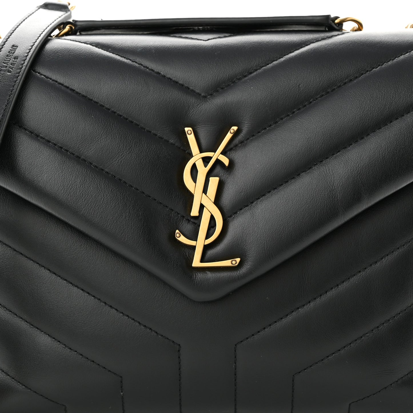 Calfskin Y Quilted Monogram Small Loulou Chain Satchel Black