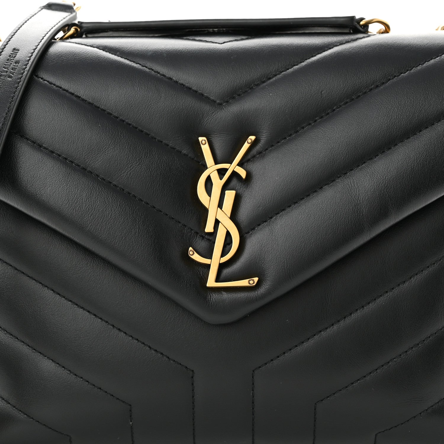 Saint Laurent Calfskin Y Quilted Monogram Small Loulou Chain Satchel Black 9 of 11