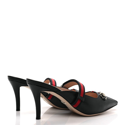 Gucci Malaga Kid Sylvie Web Cross Strap Mid-Heel Slides 36.5 Black 4 of 9