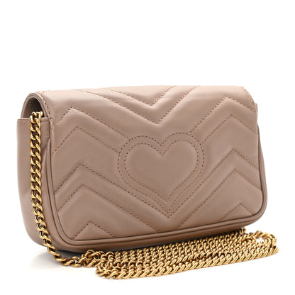 Gucci Calfskin Matelasse Super Mini GG Marmont Shoulder Bag Porcelain Rose 3 of 14