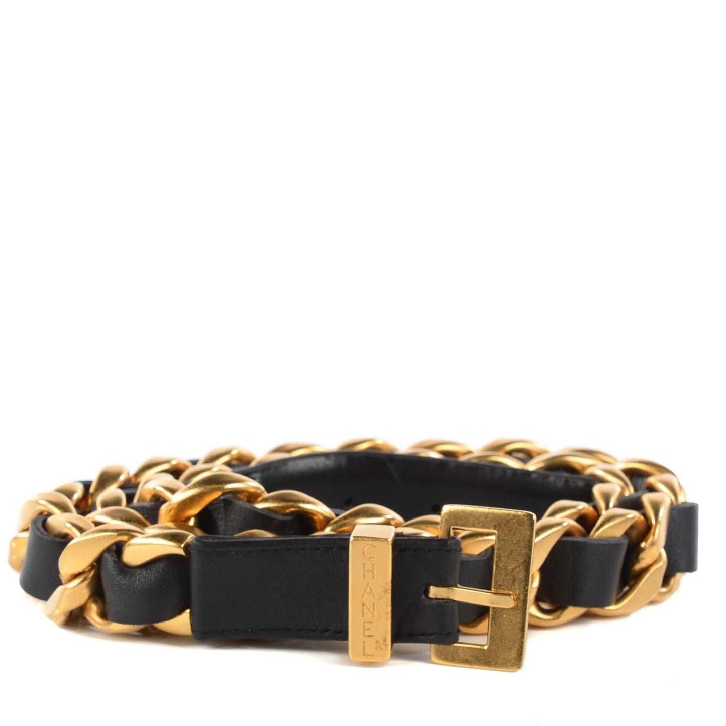 Lambskin Chain CC Belt 75 30 Black Gold
