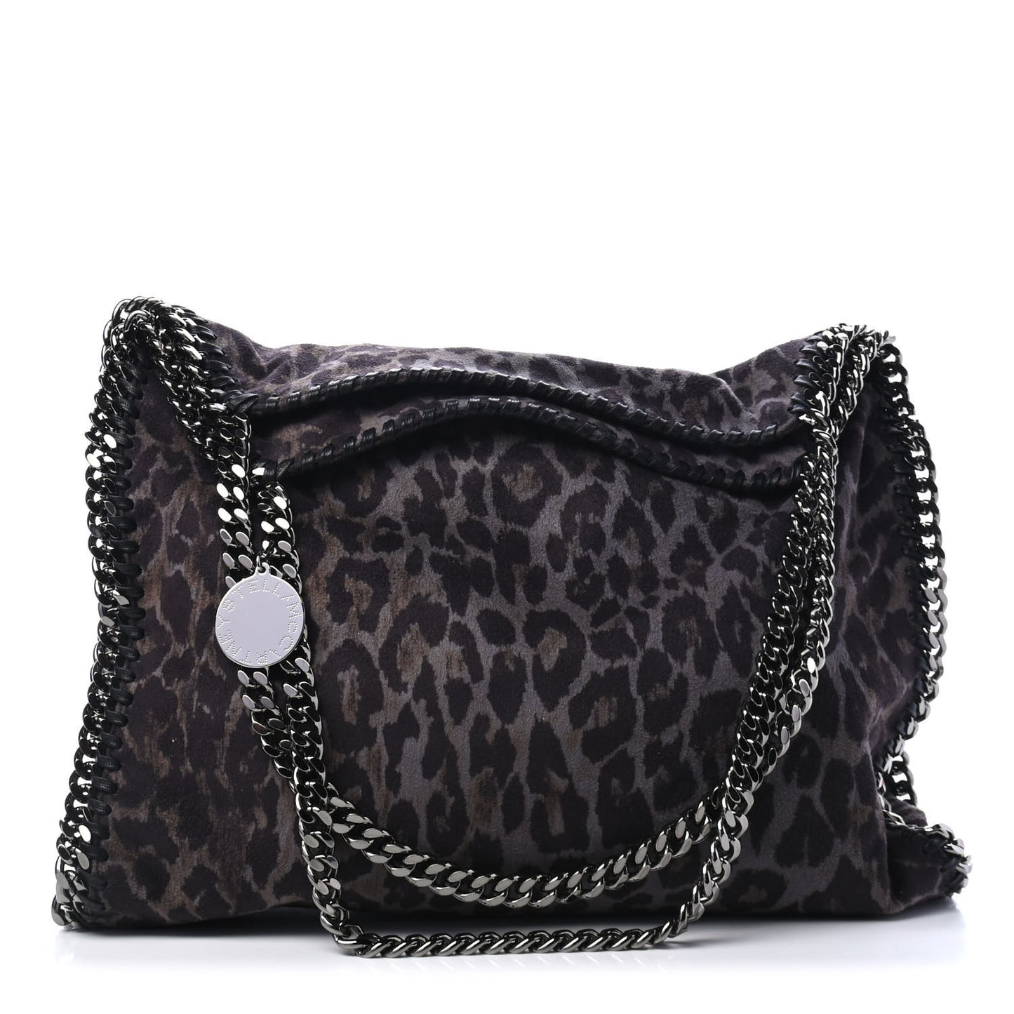 Shaggy Deer Leopard Print Small Falabella Tote Grey