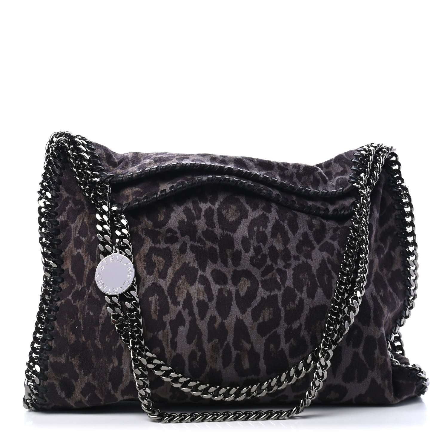 Stella McCartney Shaggy Deer Leopard Print Small Falabella Tote Grey 1 of 4