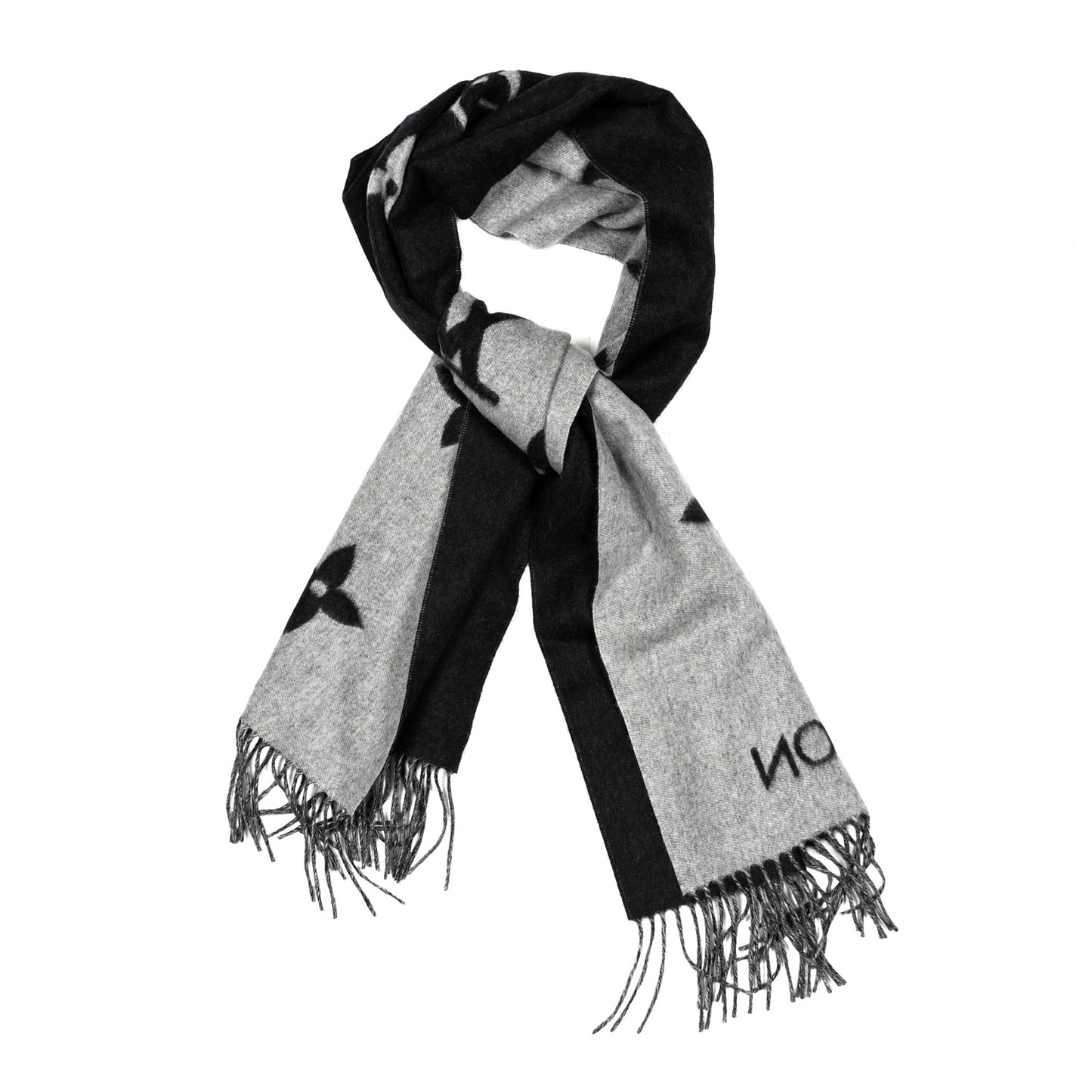 Cashmere Monogram Reykjavik Scarf Black