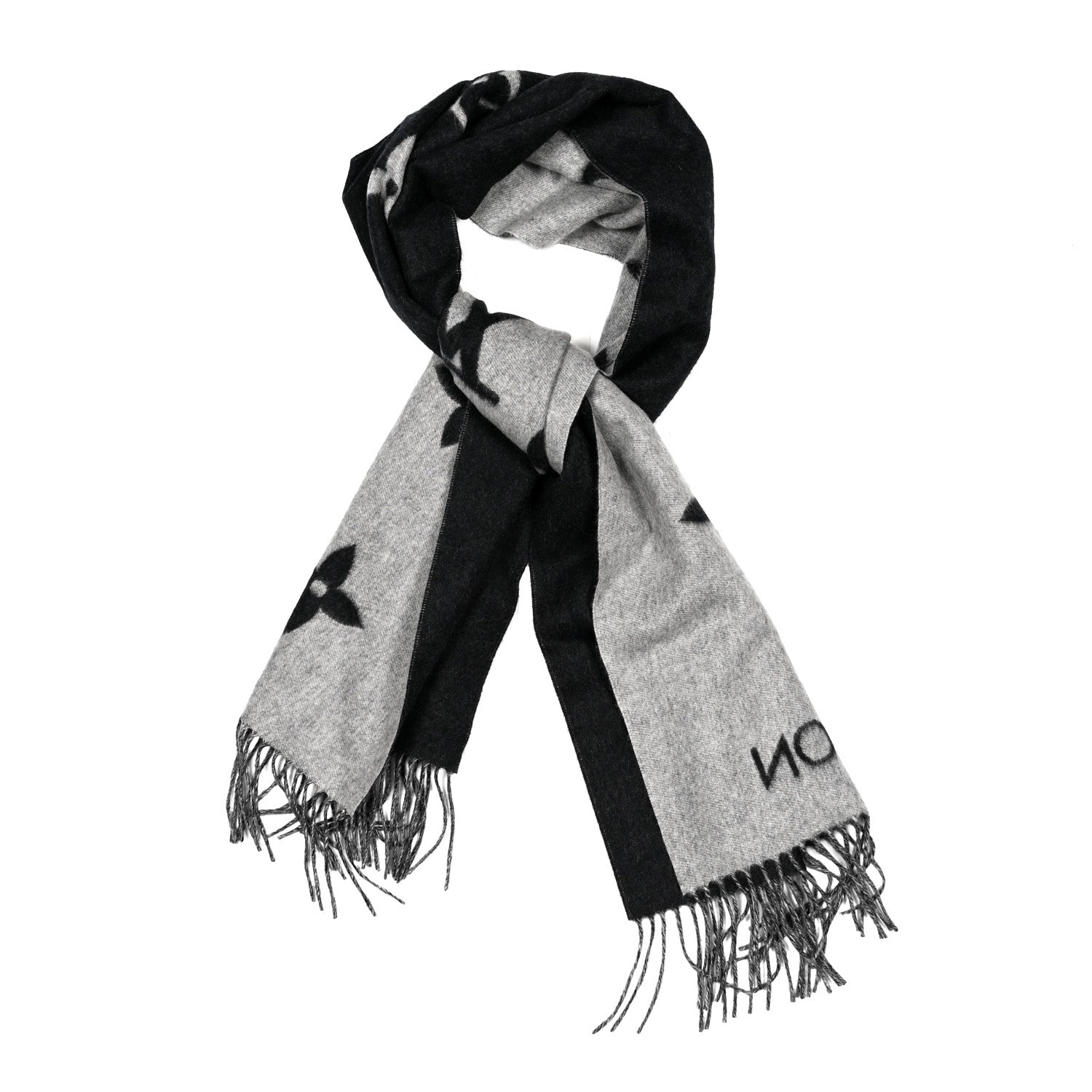 Louis Vuitton Cashmere Monogram Reykjavik Scarf Black 1 of 4