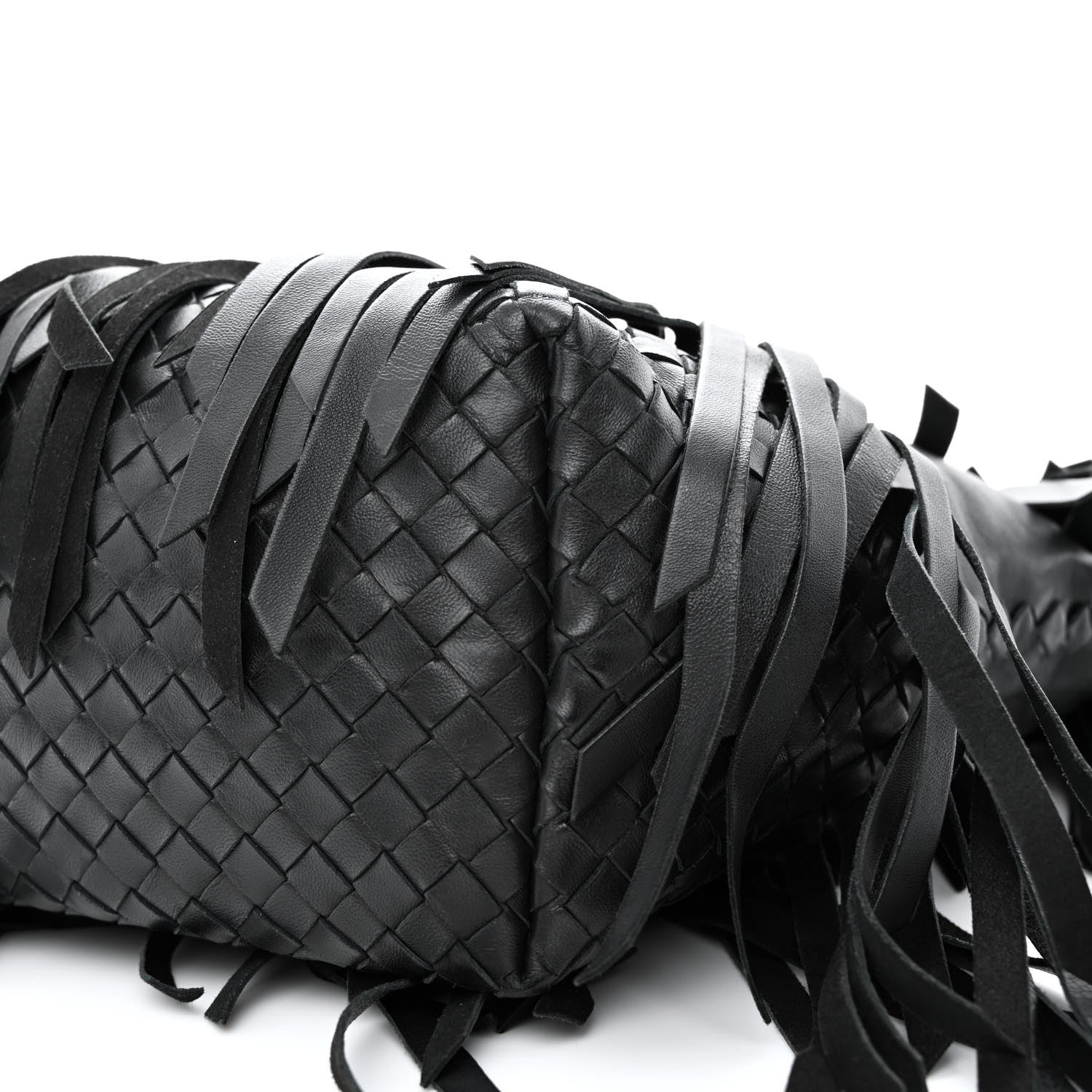 Bottega Veneta Nappa Fringe Woven Handle Tote Black 10 of 14