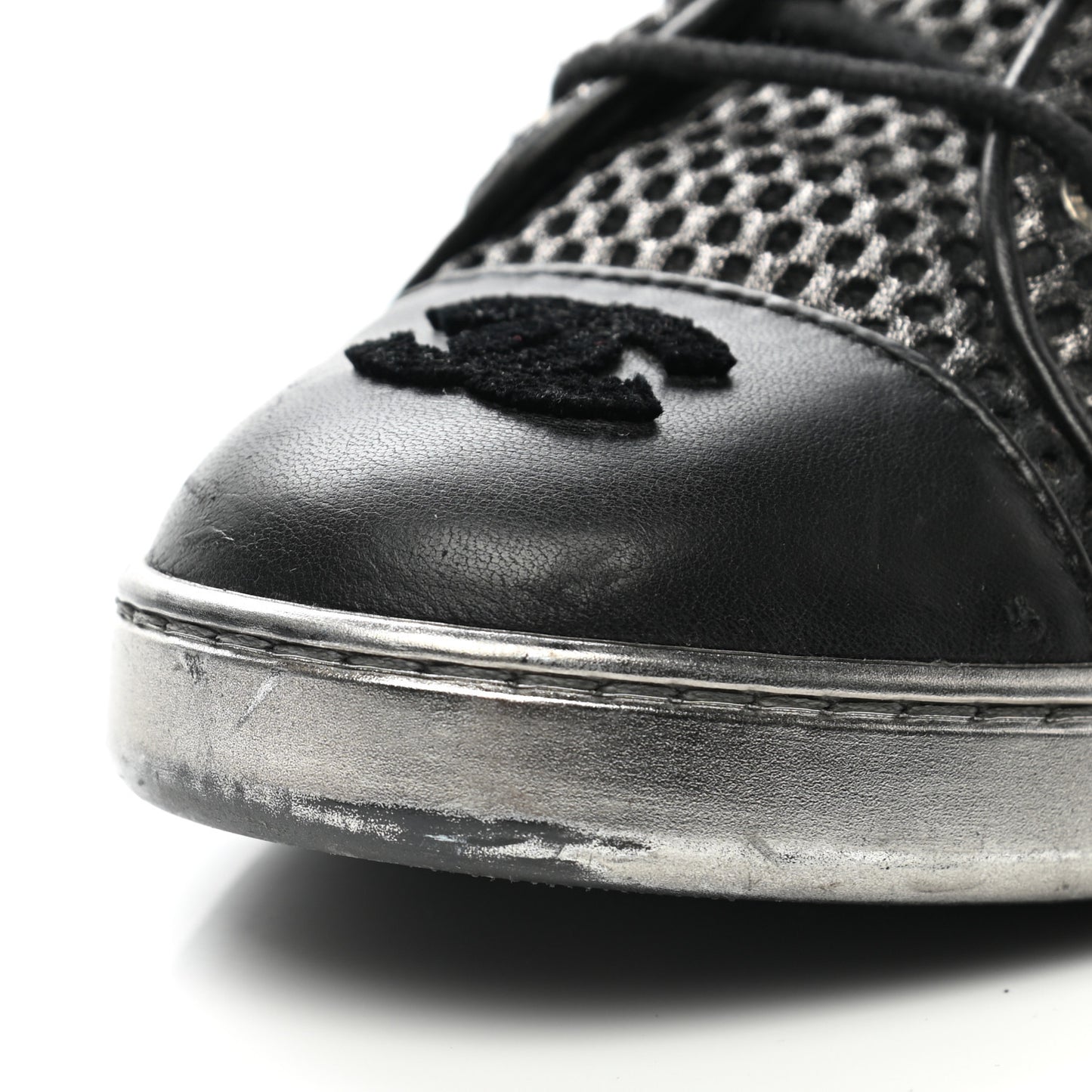 Tweed Lambskin High Top Sneakers 38.5 Black