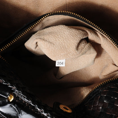 Prada Goatskin Woven Large Tote Moro Black 7 of 8