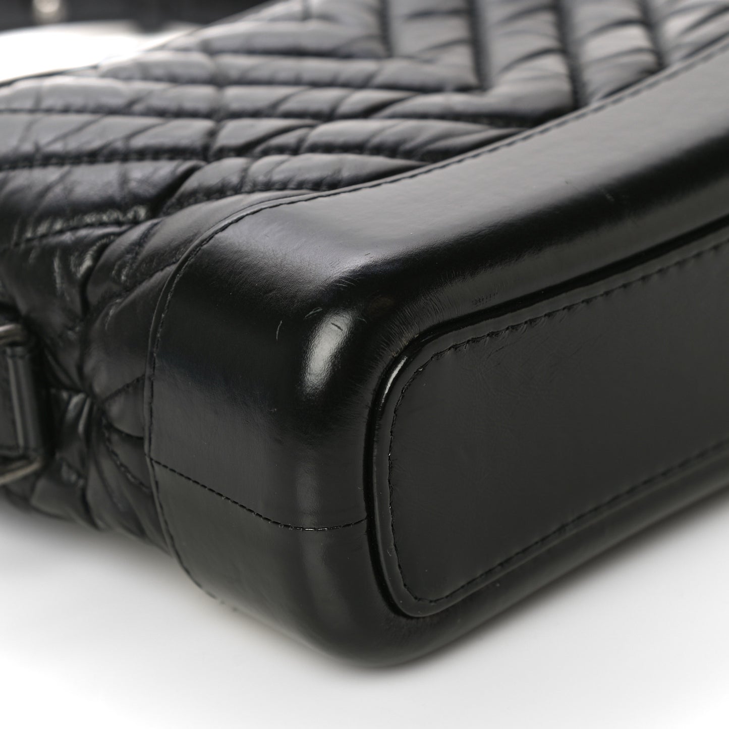 Aged Calfskin Chevron Quilted Small Gabrielle Hobo Black