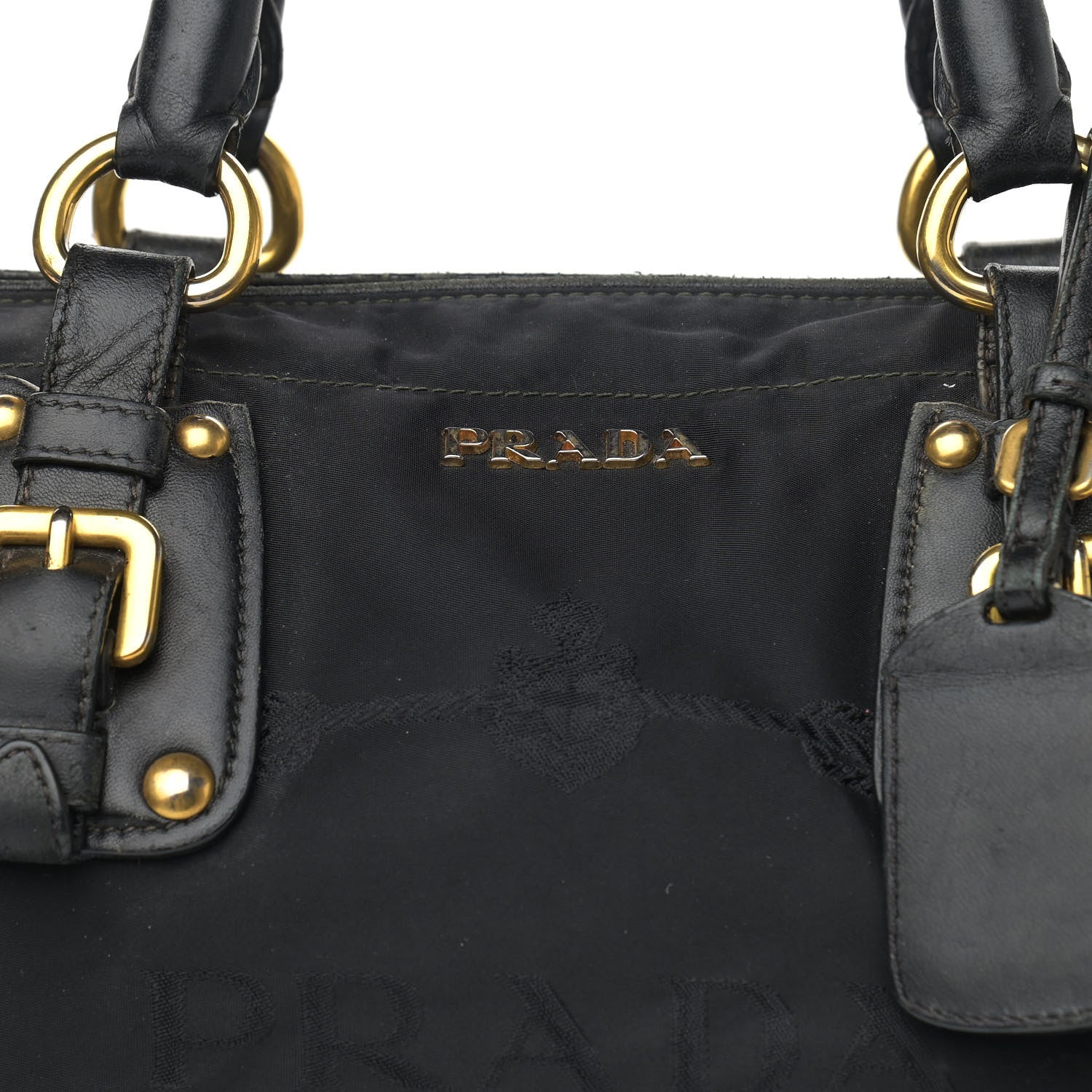 Prada Tessuto Nylon Jacquard Logo Tote Black 6 of 13