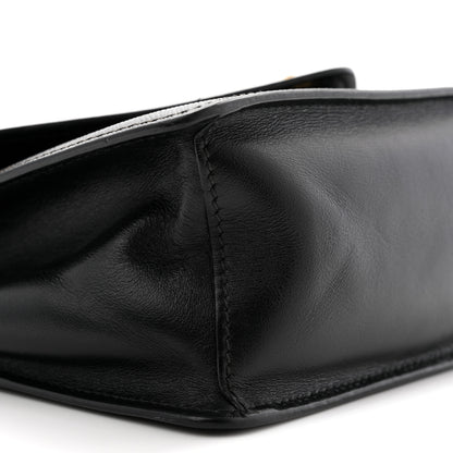 Prada Saffiano Soft Calfskin Metal Triangle Logo Envelope Chain Shoulder Bag Black 9 of 11