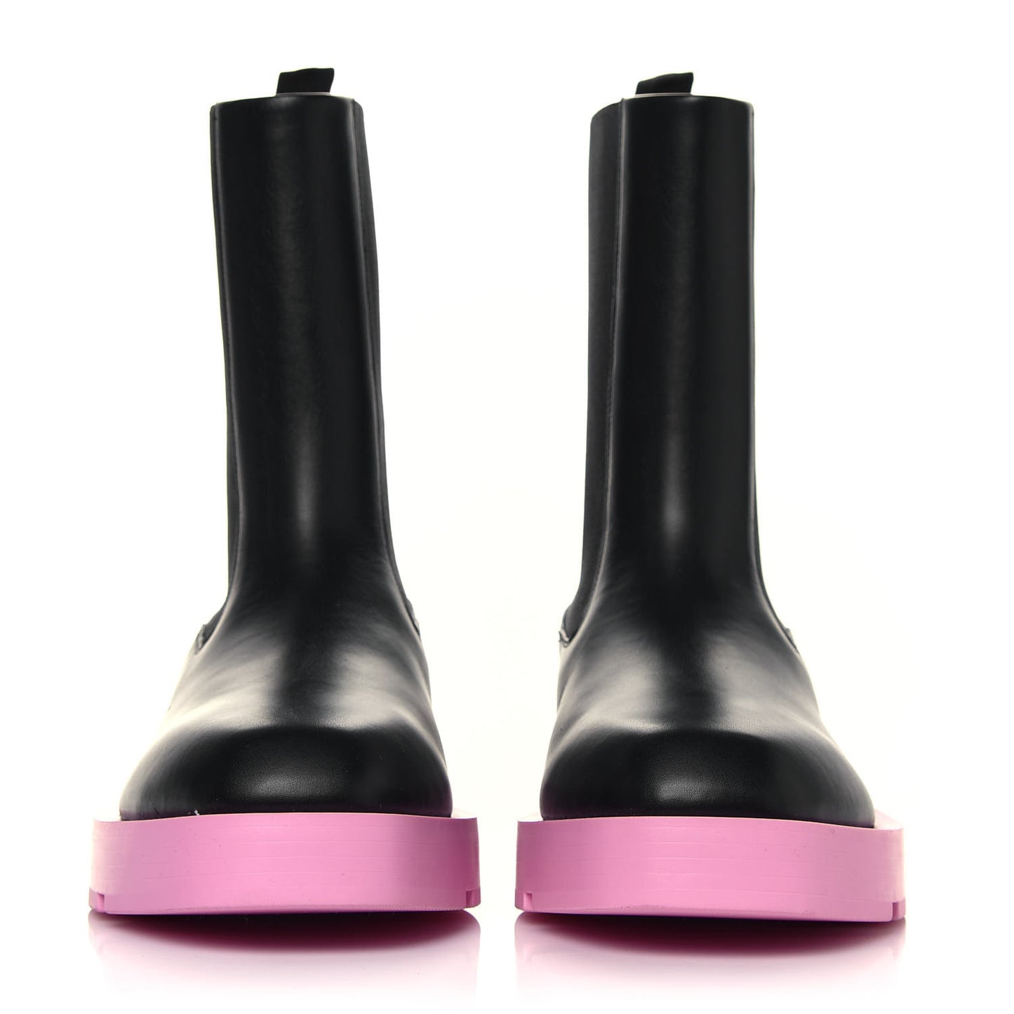 Calfskin Squared Ankle Boots 40 Black Pink