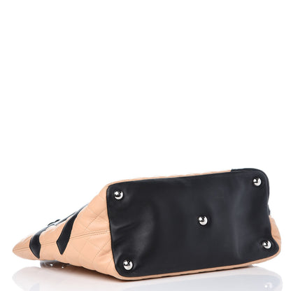 Chanel Calfskin Quilted Large Cambon Tote Beige Black 4 of 12