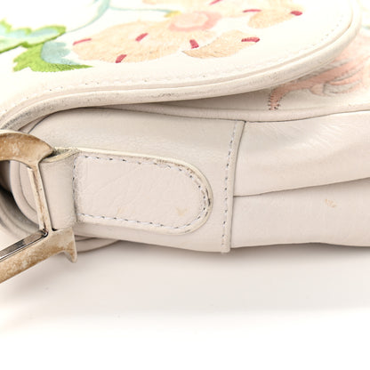 Christian Dior Calfskin Embroidered Romantic Flowers Saddle Bag White 13 of 16