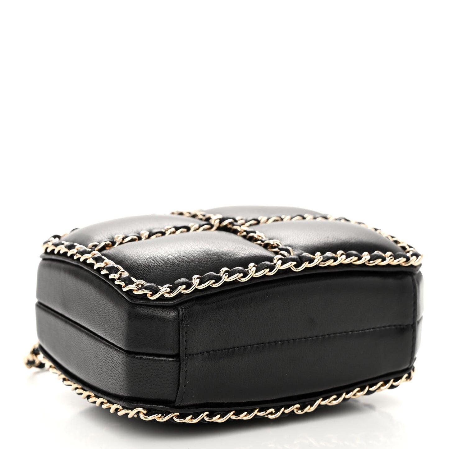 Lambskin Minaudiere Chain Clutch Black