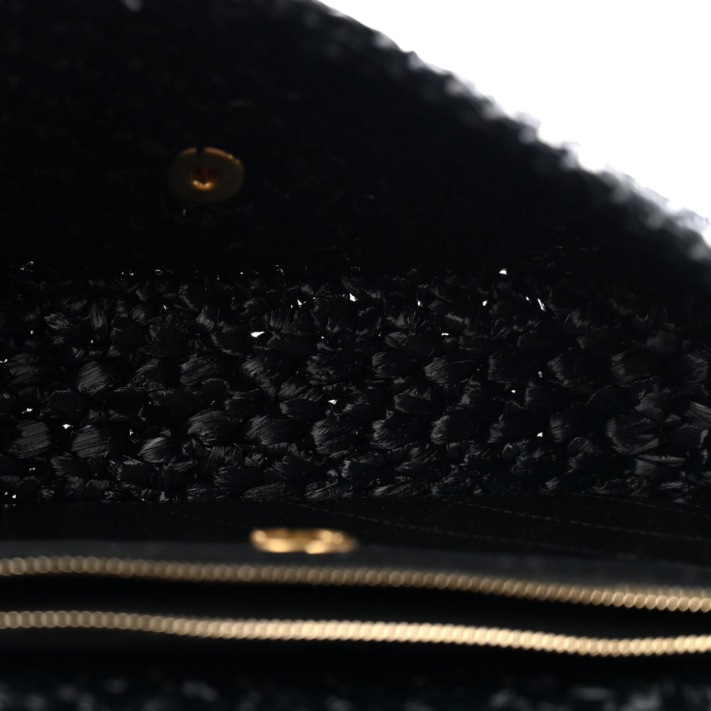 Raffia Effect Medium Tweedy Flap Bag Black White