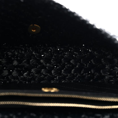 Chanel Raffia Effect Medium Tweedy Flap Bag Black White 5 of 12
