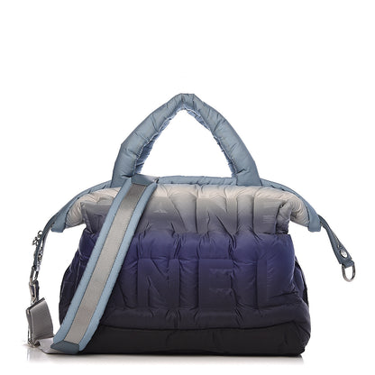 Chanel CHNylon Embossed Doudoune Bowling Bag Blue White 1 of 10