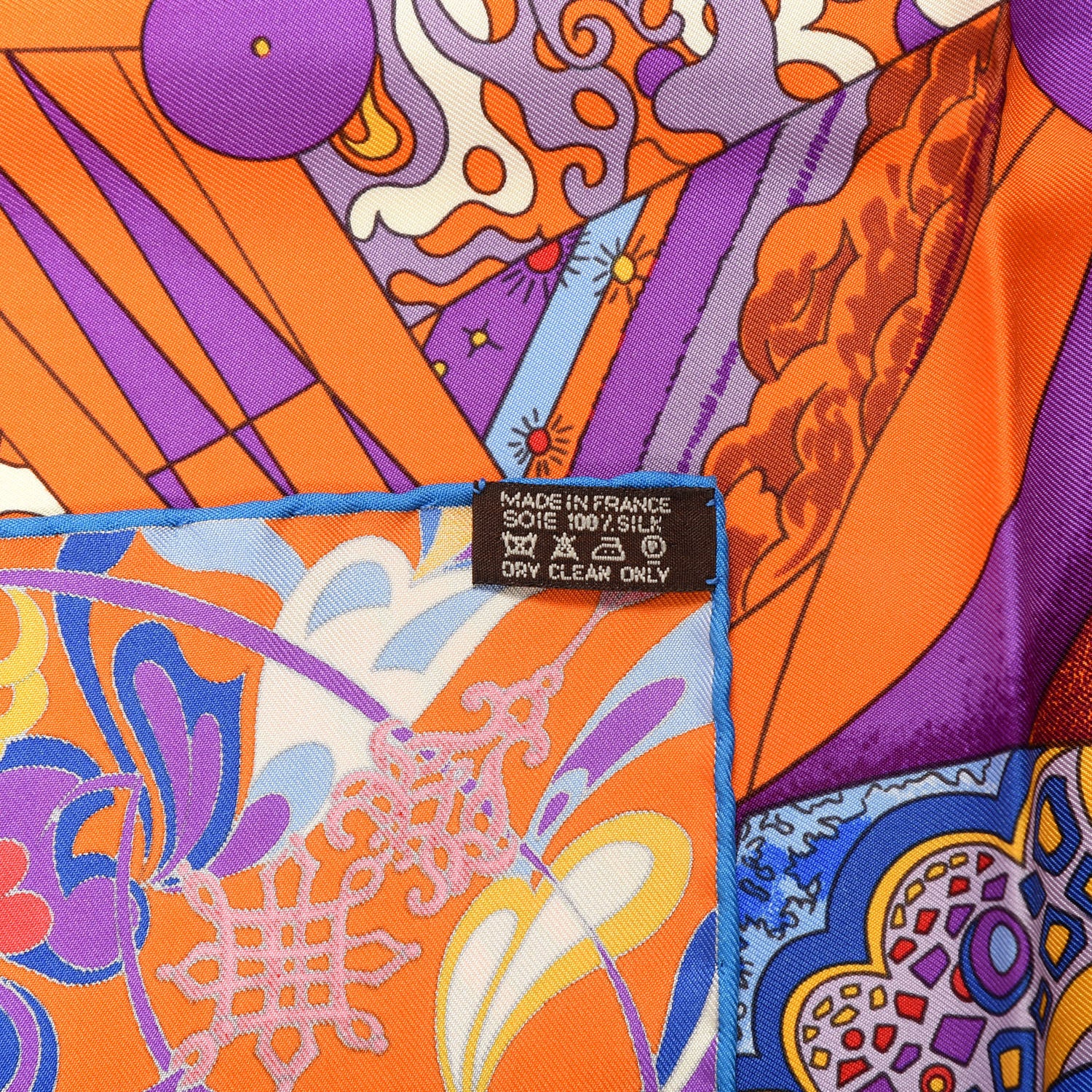 Hermes Silk L’ivresse de L’infini Scarf 90 Capucine Violet Bleu Klein 3 of 4