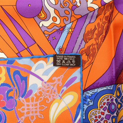 Hermes Silk L’ivresse de L’infini Scarf 90 Capucine Violet Bleu Klein 3 of 4
