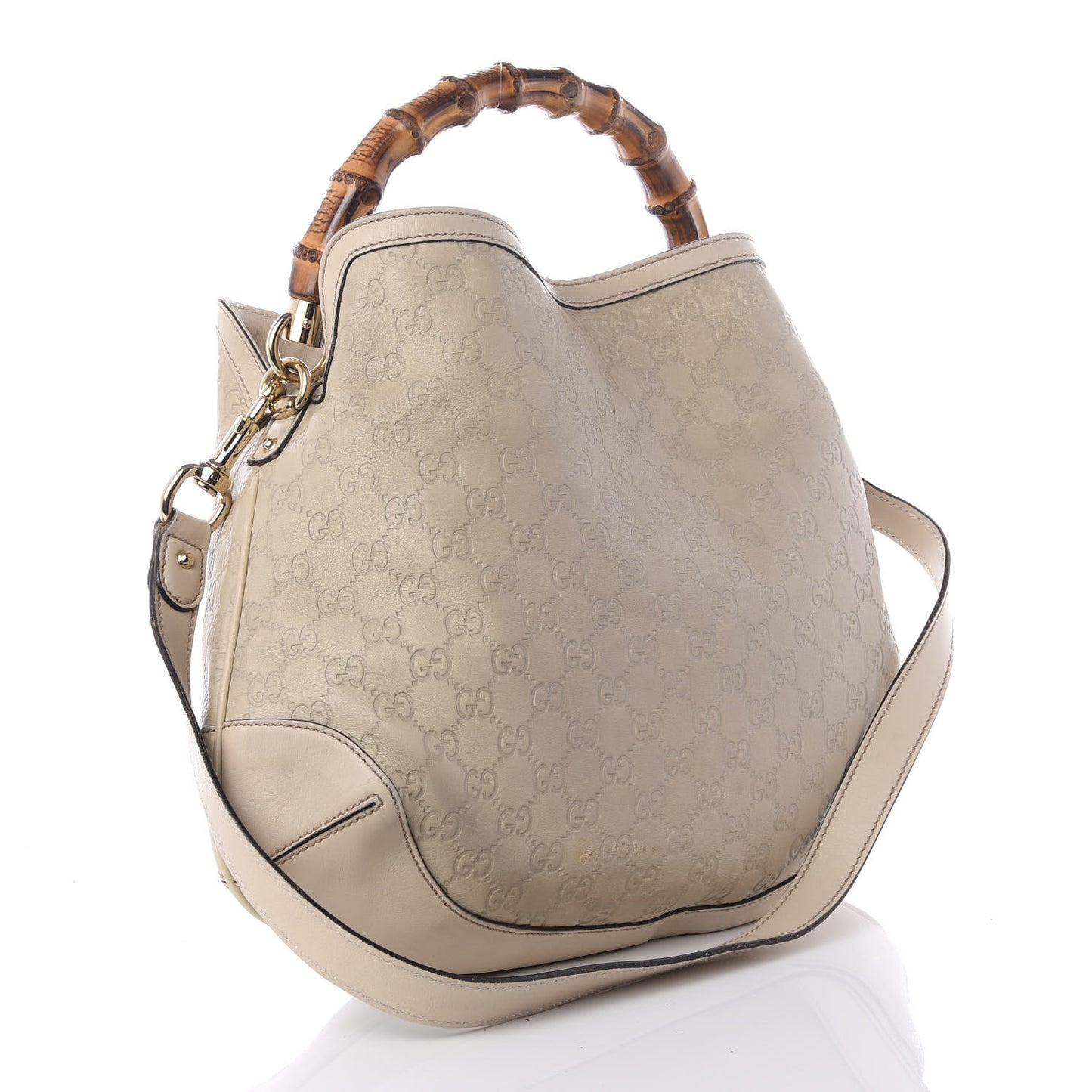 Guccissima Medium Peggy Bamboo Top Handle Bag Ivory