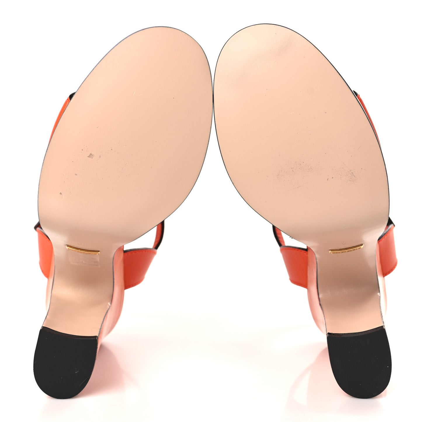 Cosmos Softy Calfskin Wooden Interlocking G Cut-Out 30/120mm Platform Sandals 40 Deep Orange