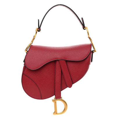Christian Dior Grained Calfskin Mini Saddle Bag Red 1 of 10