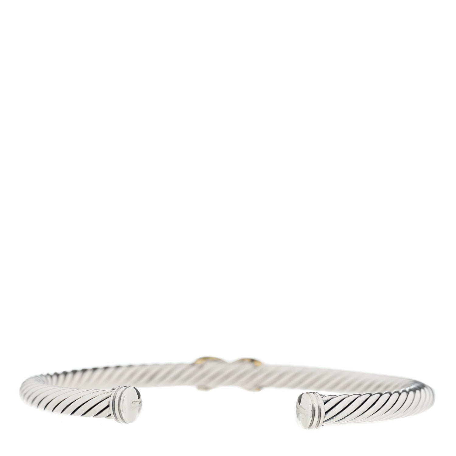 David Yurman Sterling Silver 14K Yellow Gold 5mm X Station Cable Bracelet 3 of 3