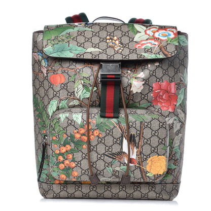 Gucci GG Supreme Monogram Tian Web Single Buckle Backpack Beige Multicolor New Acero 1 of 7