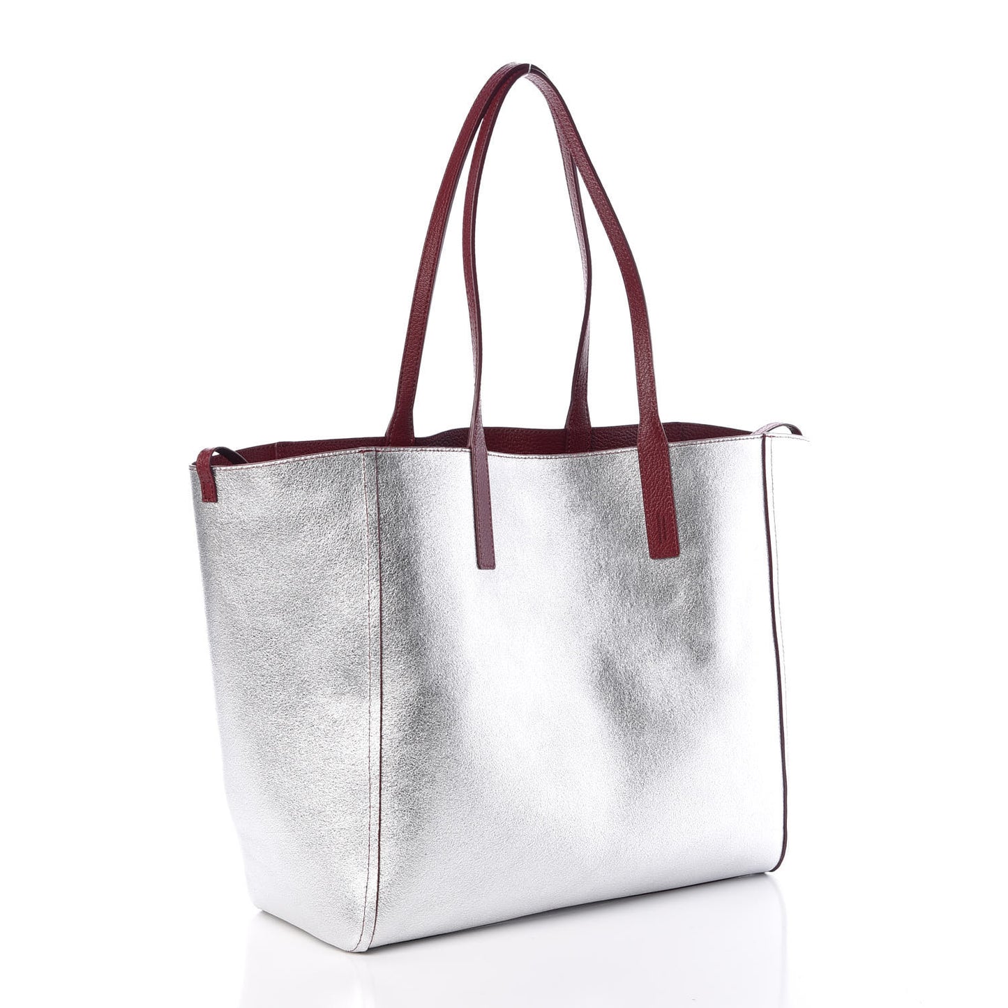 Grained Calfskin Medium Reversible Wandel Tote Ruby Tan