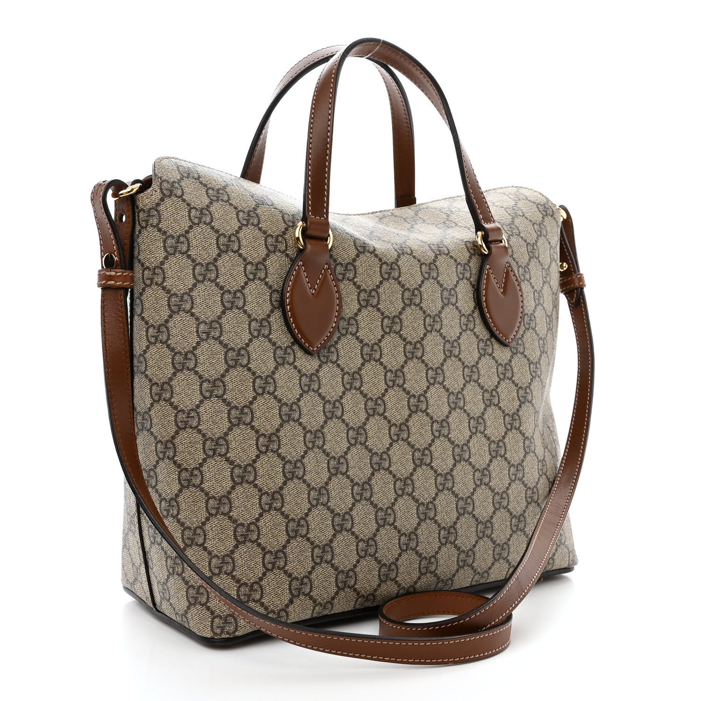 GG Supreme Monogram Linea A Foldover Tote Brown