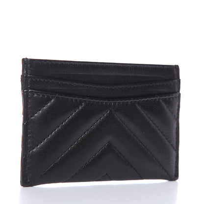 Chanel Lambskin Chevron Quilted Card Holder Black 3 of 10